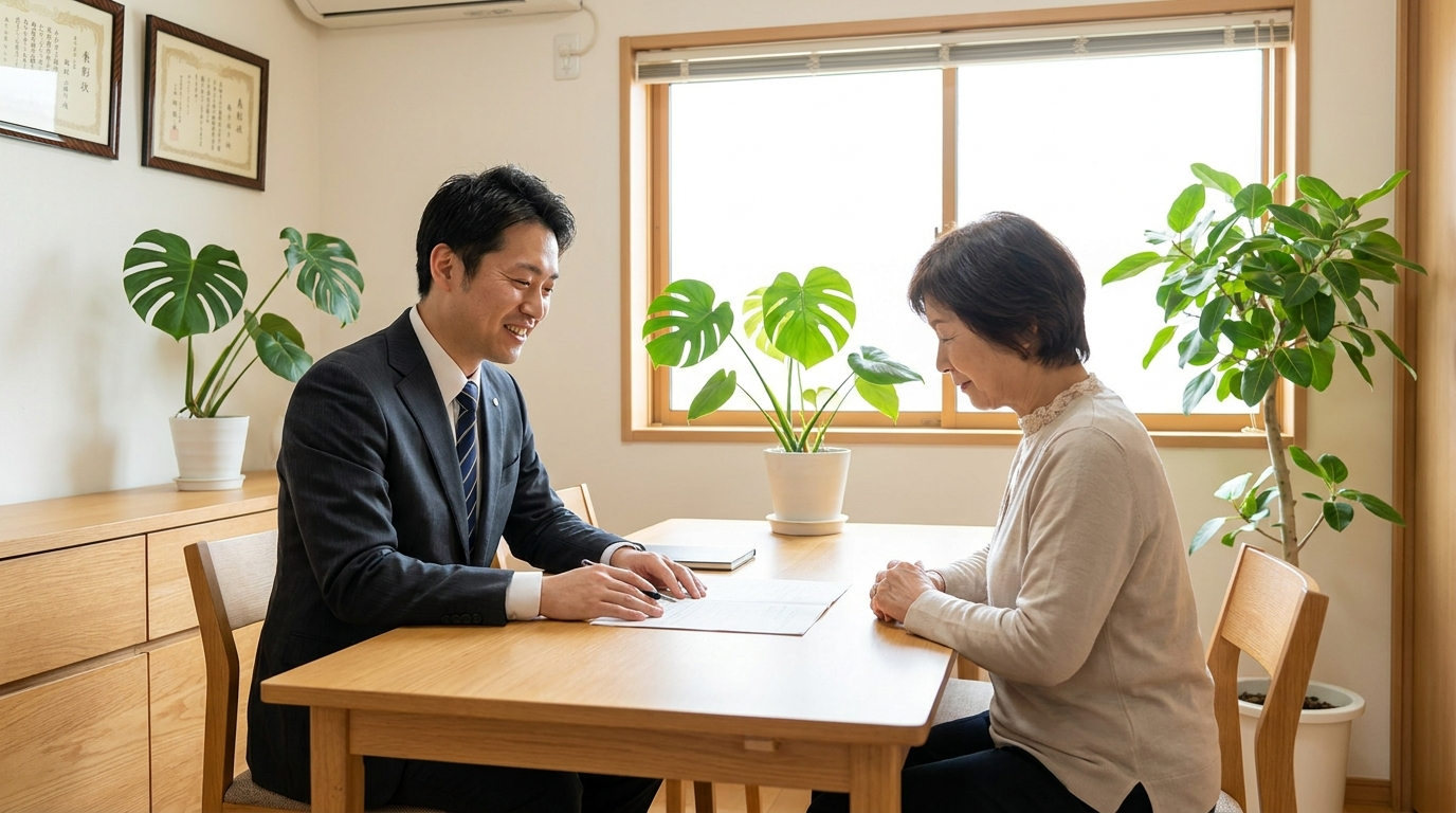 司法書士に特別縁故者や相続の手続きについて相談し安心している様子